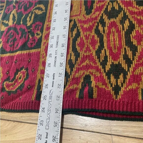 UNITED STATES SWEATERS Vintage Knit Womens M Red Paisley Patchwork Pullover USA - Picture 6 of 12